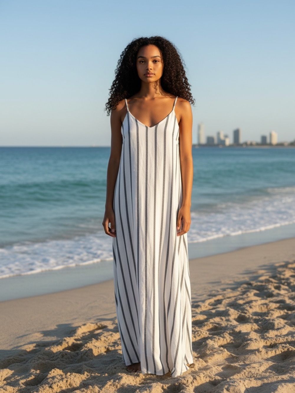 Vince Camuto Striped Linen Blend Dress